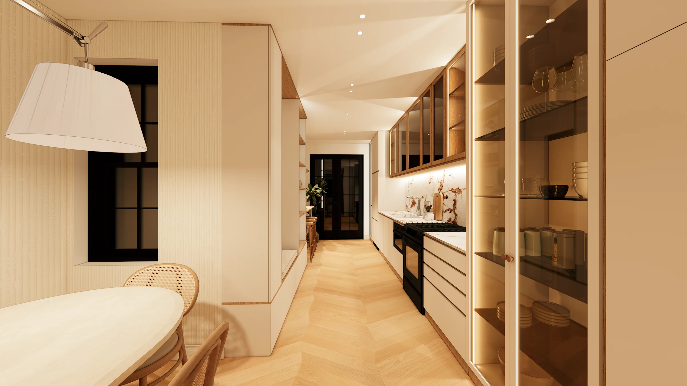 Design vision of the kitchen and dining room at Casa Rena, 1338 28th Street NW