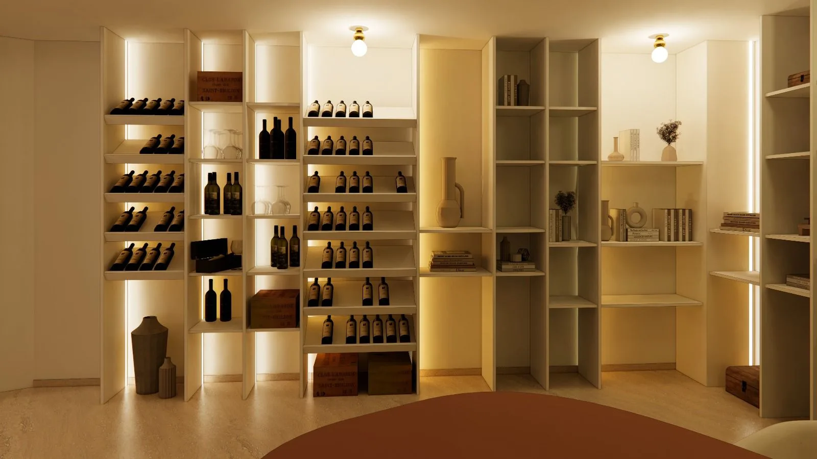 Backlit wine and display gallery