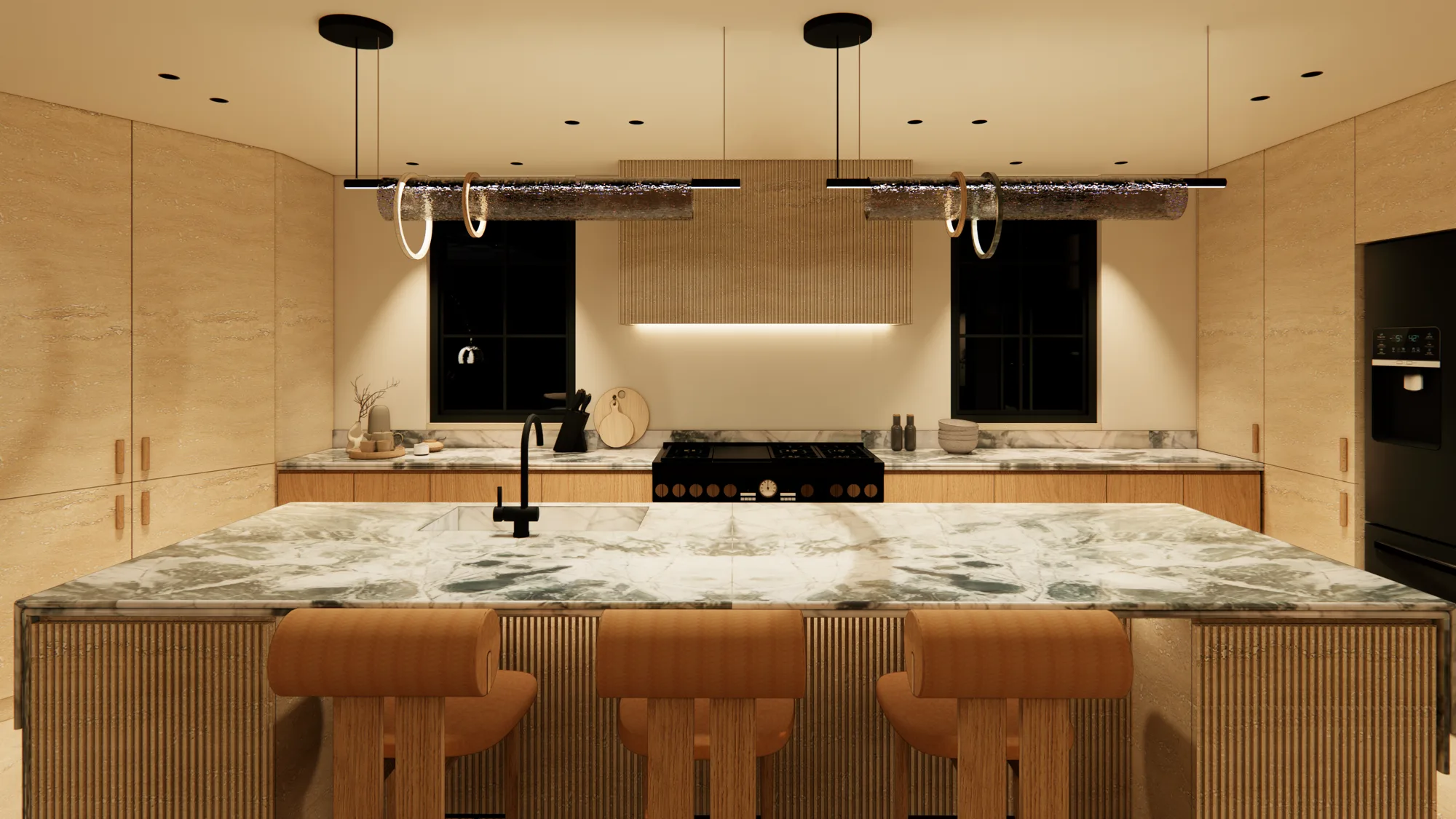 Kitchen island in hand-selected Italian stone